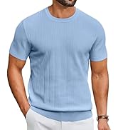 COOFANDY Men's T-Shirts Short Sleeve Knit Shirts Casual Crewneck Ribbed Dress Tee Shirt