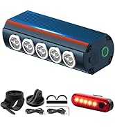 Super Bright Bike Lights for Night Riding, 5 LED USB Rechargeable Bike Headlight, Bicycle Light a...