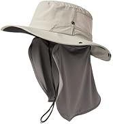 TOP-EX L/XL/XXL UV Protection Mens Sun Hat with Cooling Neck Flap Sunglass Lock Wide Brim Fishing...