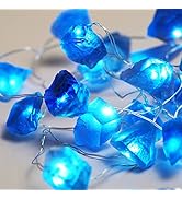 BOHON Natural Blue Fluorite String Lights Indoor 10ft 30 LEDs Fairy Lights Battery Powered with R...