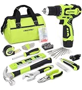 FASTPRO 175-Piece 12V Cordless Drill Set, Drill Driver and Home Tool Kit, House Repairing Tool wi...