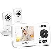 OKAIDI Video Baby Monitor with 2 Cameras, 2.4'' Portable Travel Screen, Baby Monitor No WiFi, 100...