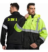 Hi-Vis Reflective 3in1 Work Jackets,Safety Jackets with Zipper