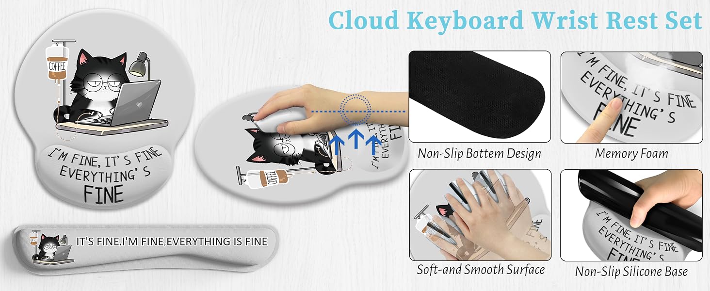 Keyboard Mat Ergonomic Mouse Pad With Wrist Rest Set