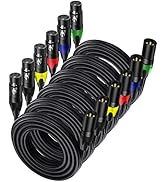 LanSenSu XLR Cables, XLR Microphone Cable 25 ft 6 Pack, Gold-Plated 3-pin XLR Speaker Cable Male ...