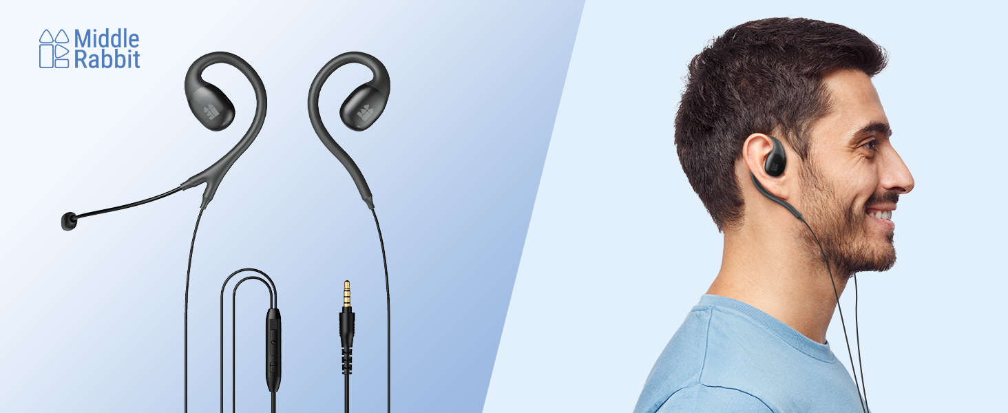 wired open earbuds headphones headset for work office laptop computer pc call center