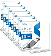 EHWINE 10 Pack 8.5 x 11 Acrylic Sign Holder, Clear Signs Display Holder Double-Sided Stand up Tab...