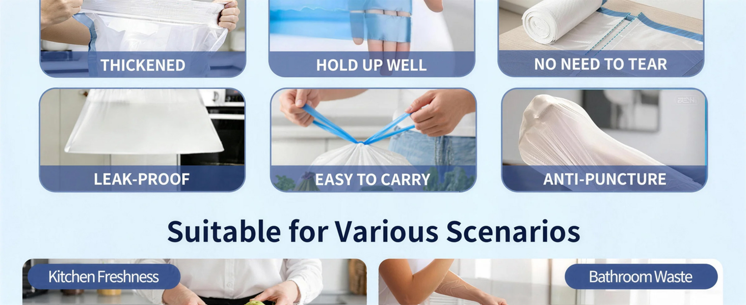 4 gallon bathroom trash bags drawstring garbage bags unscented plastic trash can liners