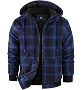 ZITY Hoodies for Men Flannel Fleece Sweatshirt Plaid Full Zip Up Jacket Sherpa Lined Winter Warm ...