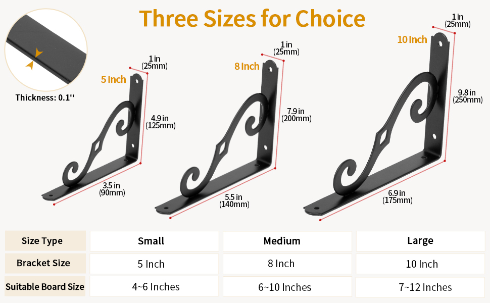 Three sizes for choice