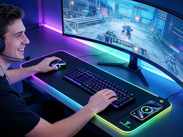 TARKARI Magnetic Wireless Charging RGB Mouse Pad