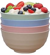LuckyZone 60 OZ Wheat Straw Bowl Set of 4 - Large Unbreakable Cereal Bowls - Dishwasher &amp; Microwa...