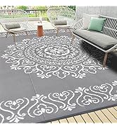 Pauwer Waterproof Outdoor Rug 9'x12', Reversible Outdoor Plastic Straw Rug, Outdoor Patio Rug for...