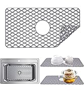 AUAUY Silicone Kitchen Sink Mat, 2 PCS Folding Heat Resistant Non-Slip Sink Protectors Kitchen Si...