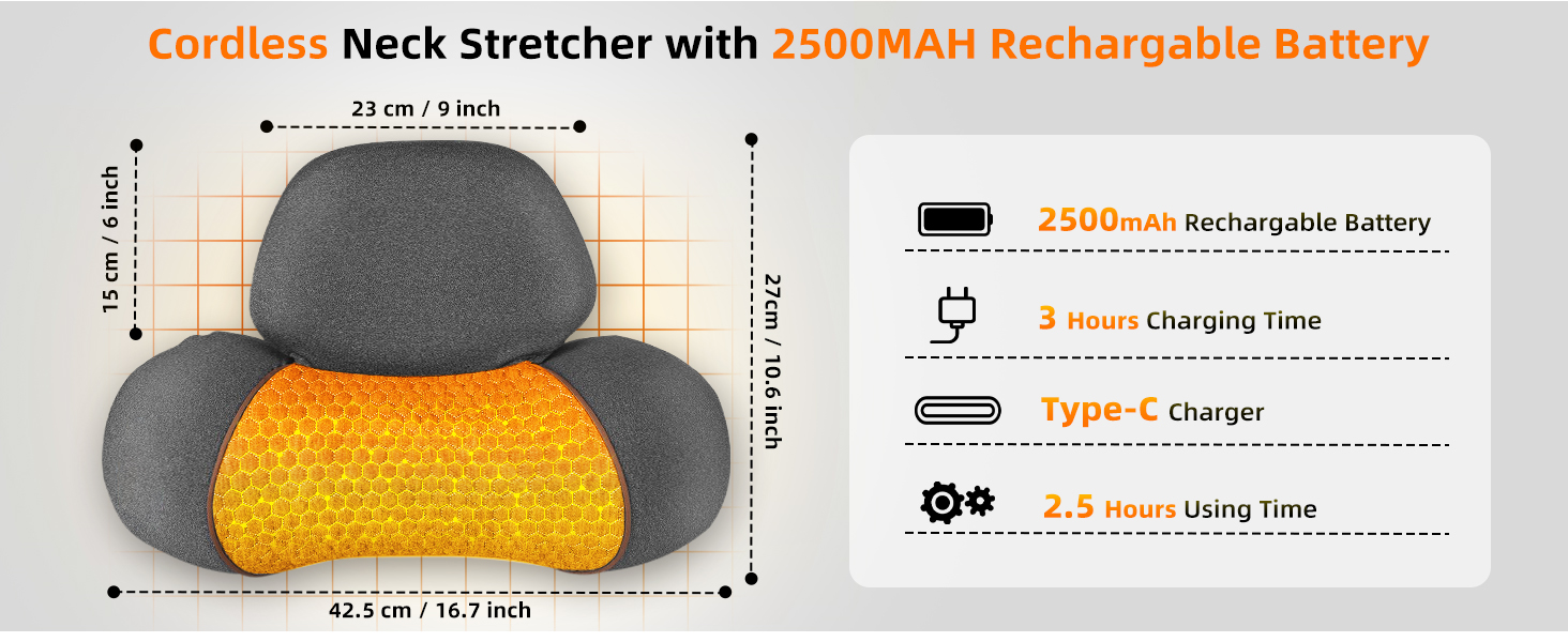 Cordless Heated Neck Massager Pillow for Pain Relief, Neck Stretcher Cervical Traction