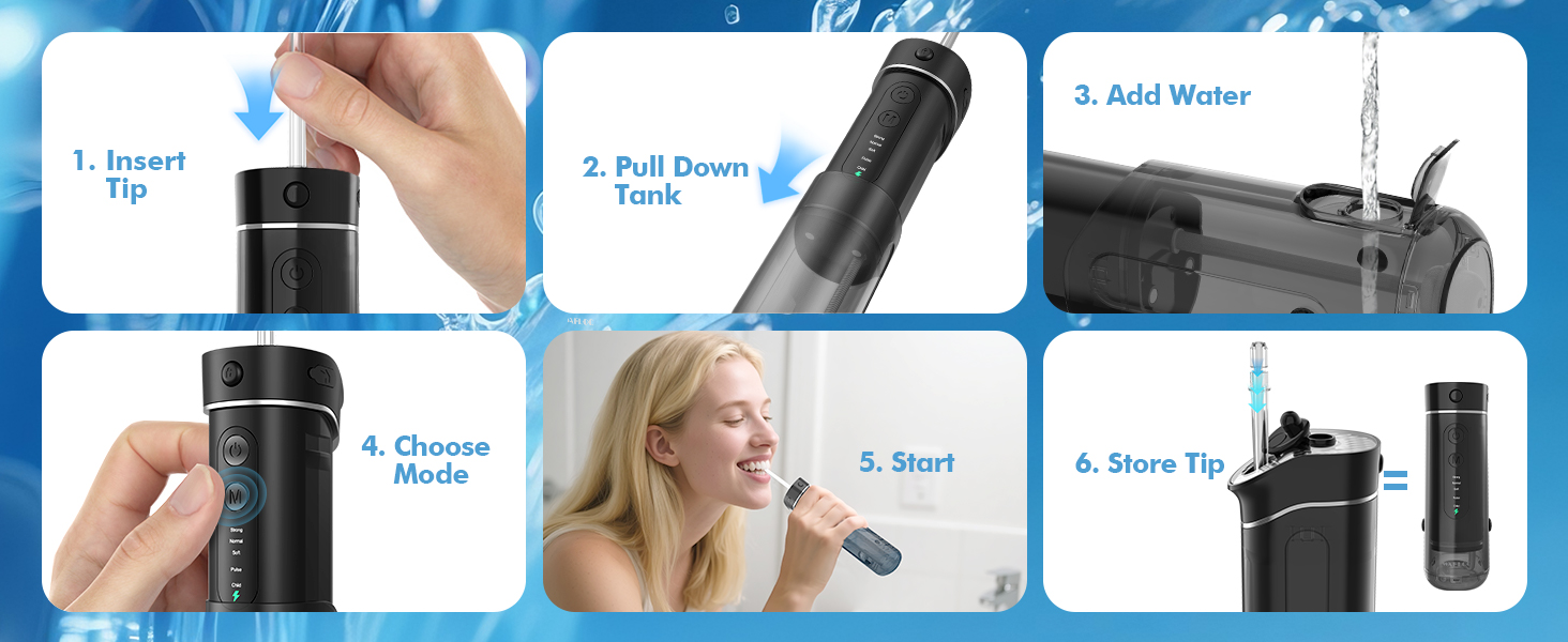 Step-by-step product usage demonstration showing a black container or bottle with instructions panels. Multiple images show handling and application process.