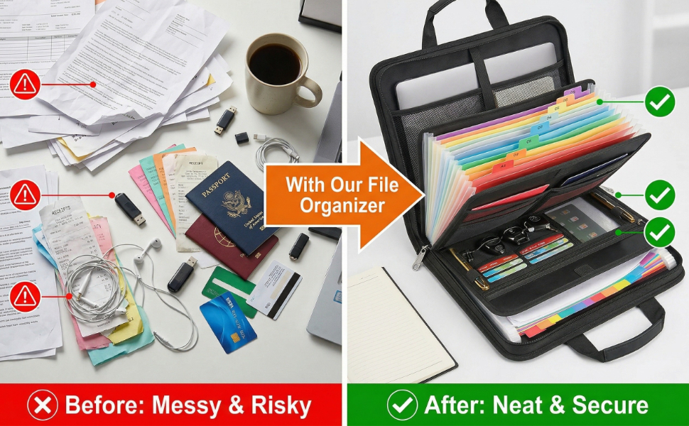 Accordion File Organizer with Lock