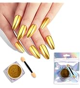 MelodySusie Gold Chrome Nail Powder for Gel Nails,Metallic Mirror Effect Pigment Stylish and Tech...