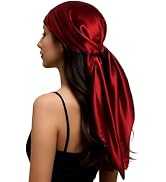PoeticEHome Mulberry Silk Head Scarf 35"x35" - Solid Color 6A Grade Anti-Frizz Sleeping Hair Wrap...