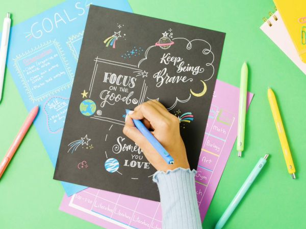lifestyle notes teacher homework art craft design color kid activity bright pop white dark paper 