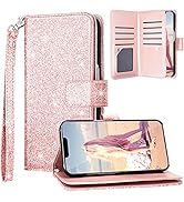 Fingic Compatible wtih iPhone 13 Case, iPhone 13 Wallet Case Glitter Sparkle Cover 9 Card Holder ...