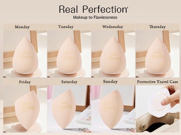 Real Perfection Makeup Sponge Set Blender Sponges Latex-Free Beauty Sponges