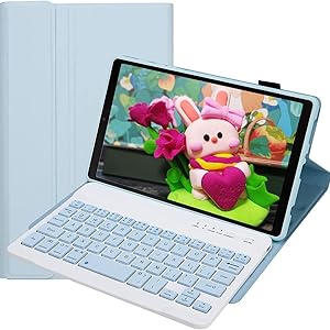 Lrufodya Keyboard Case for Samsung Galaxy Tab A7 Lite 8.7" 2021, Candy Colors Detach008