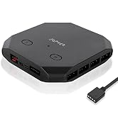 upHere 12V RGB to 5V ARGB PC Fan Hub with 6 PWM 4Pin Port,8 5V ARGB 3Pin Port,Support up to 6 4-P...