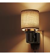 L LOHAS LED Night Lights Plug into Wall, Linen Fabric Cylinder Decor Night Light, Dusk to Dawn Se...