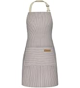 NLUS 1 Pack Kitchen Cooking Aprons, Adjustable Bib Soft Chef Apron with 2 Pockets for Women Men (...