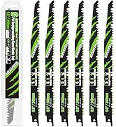 EZUVITA 9.5-Inch 6-Piece Wood Pruning Reciprocating Saw Blade Set with Storage Box, Pruner Saw Bl...