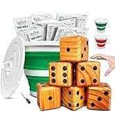 SWOOC Games - Yardzee, Farkle &amp; 20+ Games - Giant Yard Dice Set (All Weather) with Collapsible Bu...