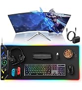 TopMade Wireless Charging Mouse Pad, RGB Gaming Mousepad, 35.4" x 15.8" Extra Large Waterproof Ke...