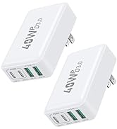 USB C Charger Block, Excgood 40W 4-Port Flat USB Wall Charger Adapter Multiport Dual PD+QC Foldab...