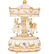 Docooler Mini Carousel Clockwork Music Box Colorful LED Merry-go-Round Musical Box Gift for Girlf...