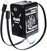 W &amp; O 45W GaN Charger Fast Charger,Retractable Phone Charger Wall Plug with Lightening and Type-C...