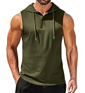 COOFANDY Men's Workout Hooded Tank Tops Sleeveless Gym Hoodies Cotton Muscle Cut Off Shirt Bodybu...