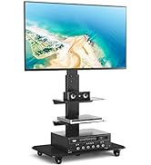 Rfiver Rolling Floor TV Stand with Swivel Mount for 40-75 Inch Flat Screen/Curved TVs, 3-Shelf He...