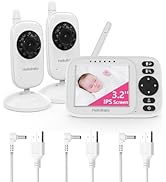 HelloBaby Baby Monitor with 2 Cameras, 3.2'' Screen, Night Vision, Two-Way Talk, VOX/ECO Audio Mo...