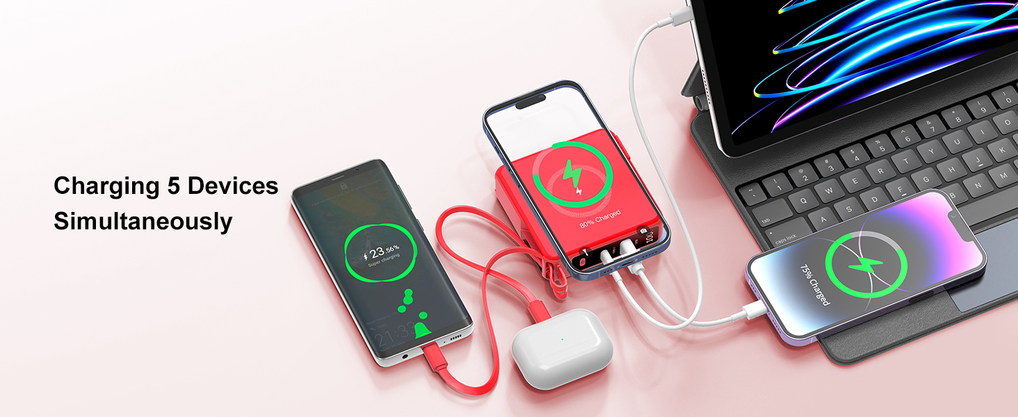 power bank with built in cable ac plug battery pack