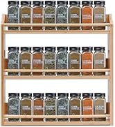 Bambition Bamboo Spice Rack Organizer, 3 Tier Spice Jars Storage Rack with Handles, Wooden Season...