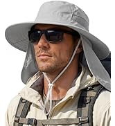 OLIKER Sun Hats for Men UPF 50+ Wide Brim Bucket Hat with Neck Flap for Fishing &amp; Hiking Mens Sun...