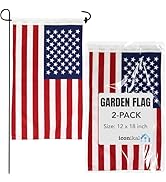 Iconikal 2-Pack Garden Yard Flag, USA American Flag, 12 x 18-Inch Landscaping Patriotic Decor Acc...