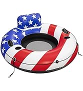Bestway Hydro Force Rapid Rider 48" Inflatable Pool Float, Adult Inner Tube Swim Ring with Backre...