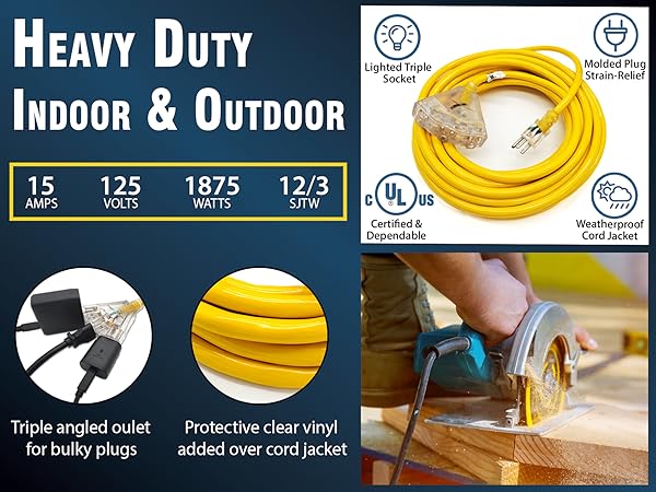 outdoor extension cord heavy duty extension cord yellow extension cord 15 amp extensión eléctrica