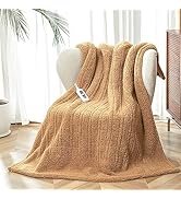SNUGSUN Heated Throw Blanket Double Sided Sherpa, Soft Heating Electric Blanket for Bed, Automati...