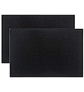 Tebery 2 Pack Black Bar Mat, 18" x 12" Rubber Dish Drying Mat for Countertop, Non Slip Cocktail S...