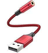 MOSWAG USB to 3.5mm Jack Audio Adapter,USB to Aux Cable with TRRS 4-Pole Mic-Supported USB to Hea...