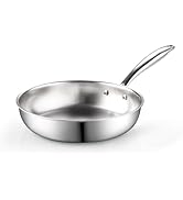 Cook N Home 10-inch Stainless Steel Frying Pan, Tri-Ply Clad 18/10 Stainless Steel Skillet Sauté ...
