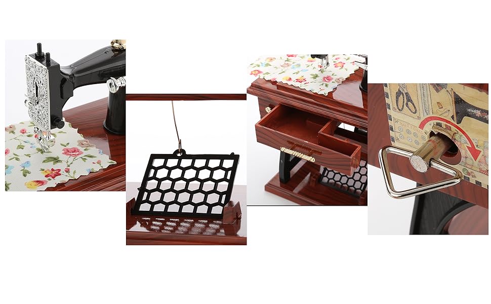 Artyea Vintage Mini Sewing Machine Style Plastic Music Box Table Desk Decoration Toy Gift for Kid